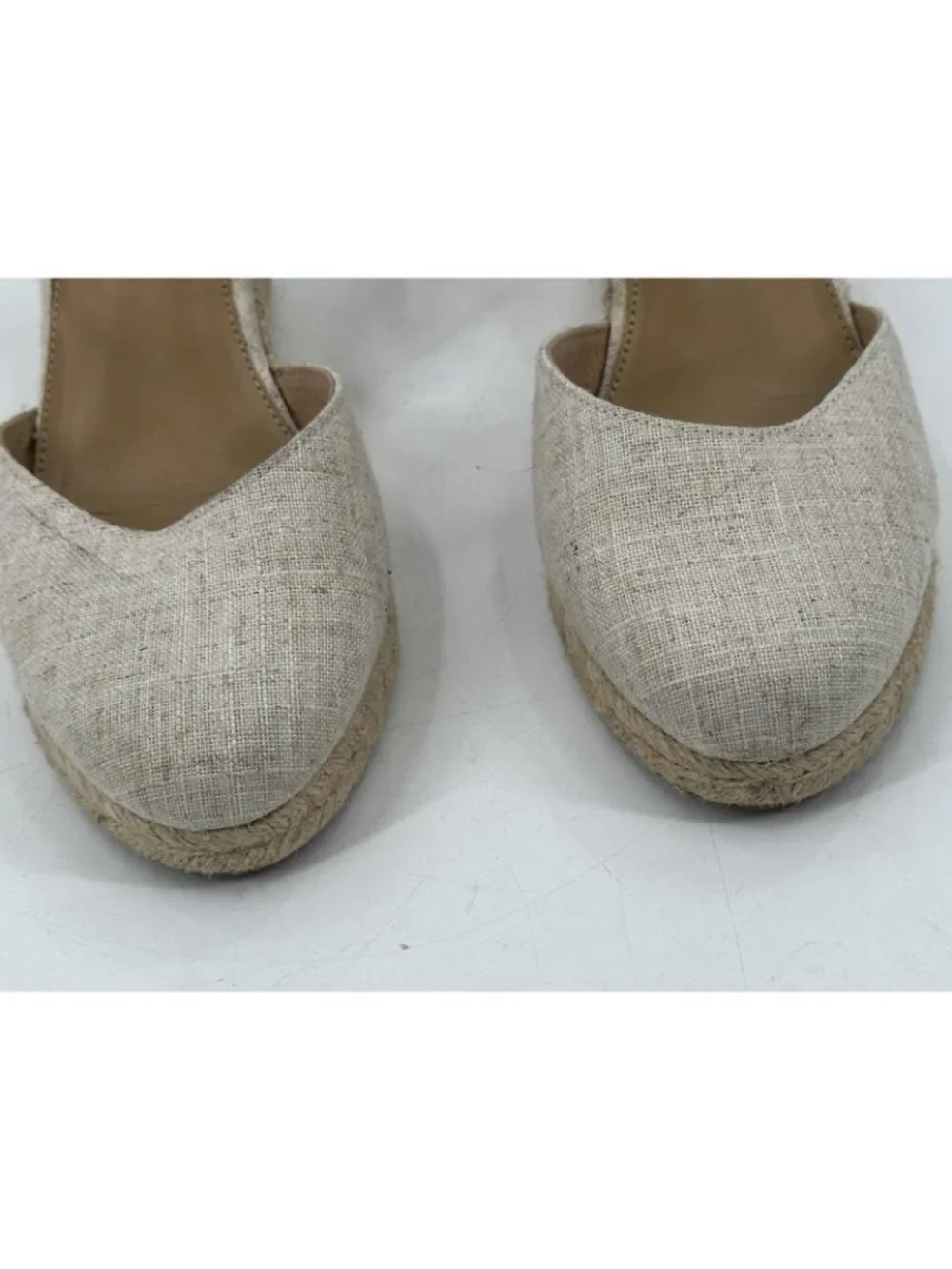 J. CREW Women's Espadrilles Wedge Shoes Factory Tan Canvas Ankle Strap 10M